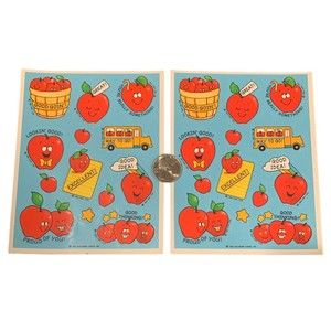 Hallmark Stickers Vintage Apples Back To School Teacher 2 Sheets 1983